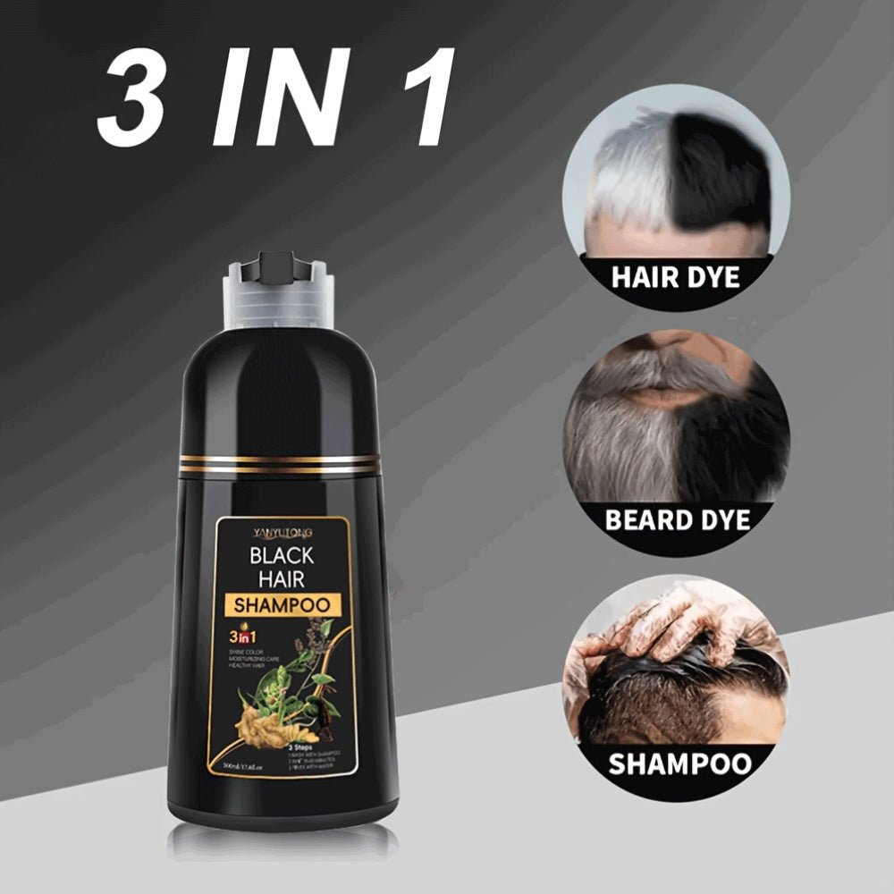 3 - in - 1 Black Shampoo, Beard Color & Cleanser - Beard grooming
