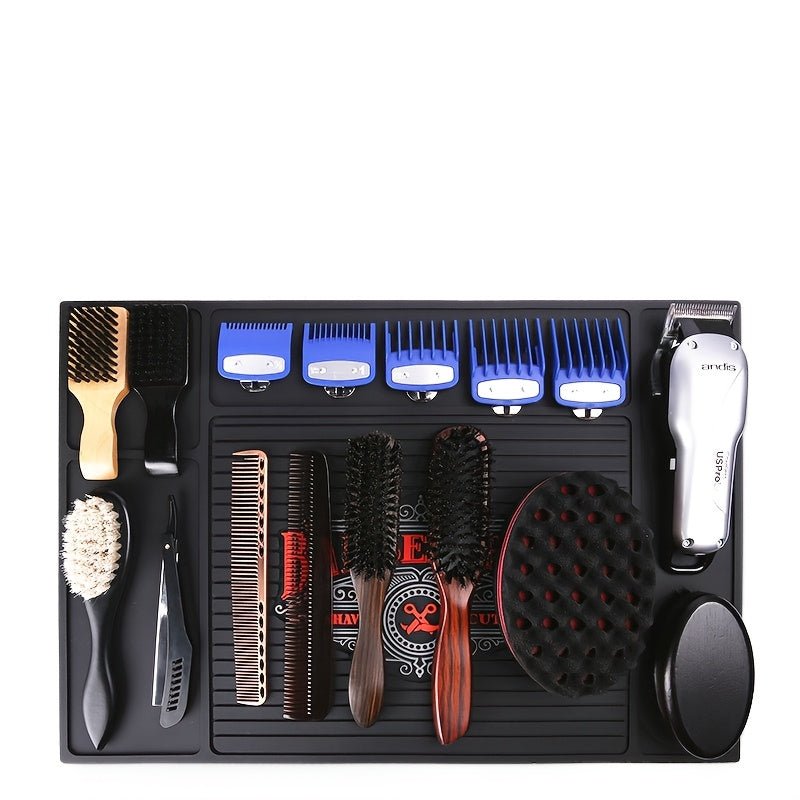 Magnetic Anti - Skid Silicone Barber Station Mat - Beard grooming