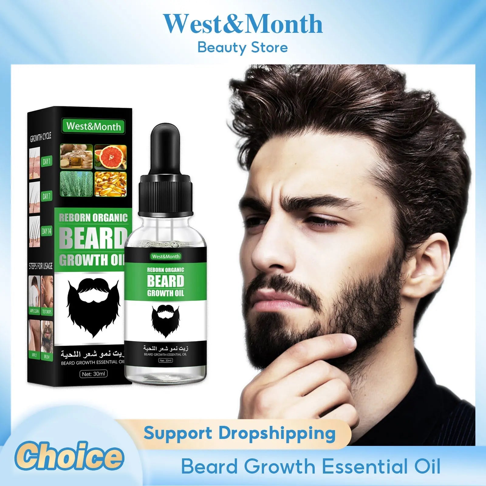 Men Booster Thicker Fuller Softener Moisturizing Oil - Beard grooming