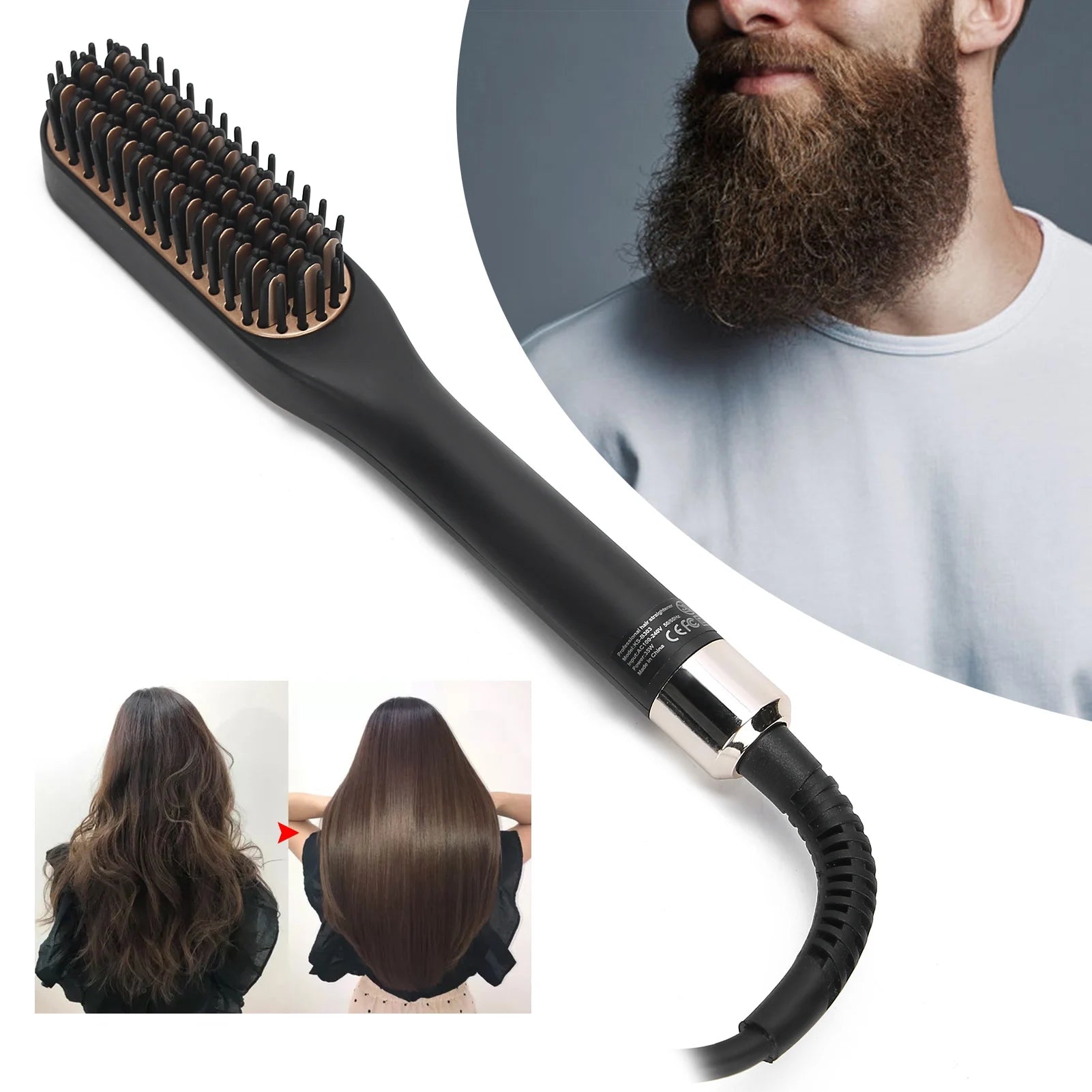Multifunctional Beard Straightener Brush for Men - Beard grooming