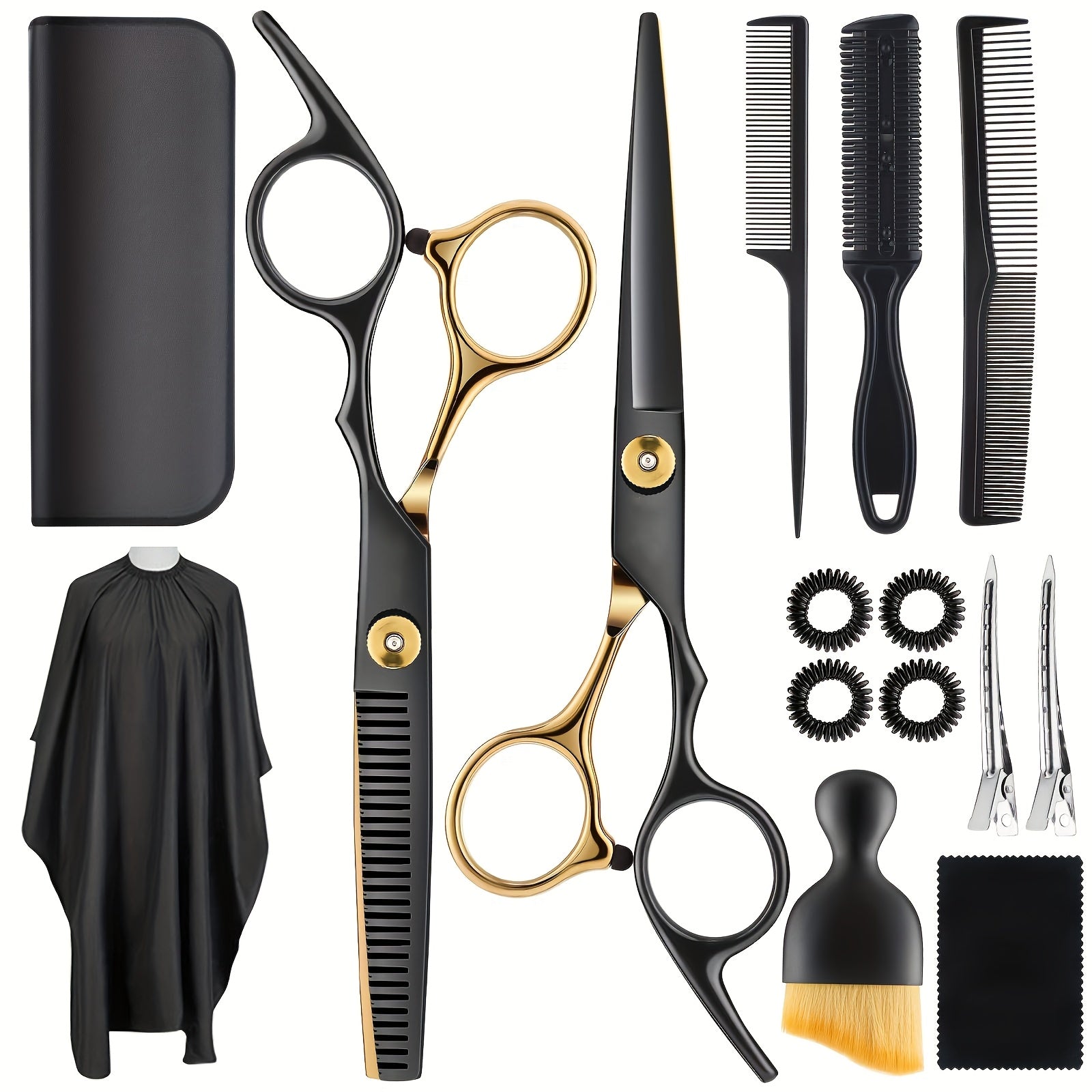 Professional Black Golden Hair Scissors Set - Beard grooming