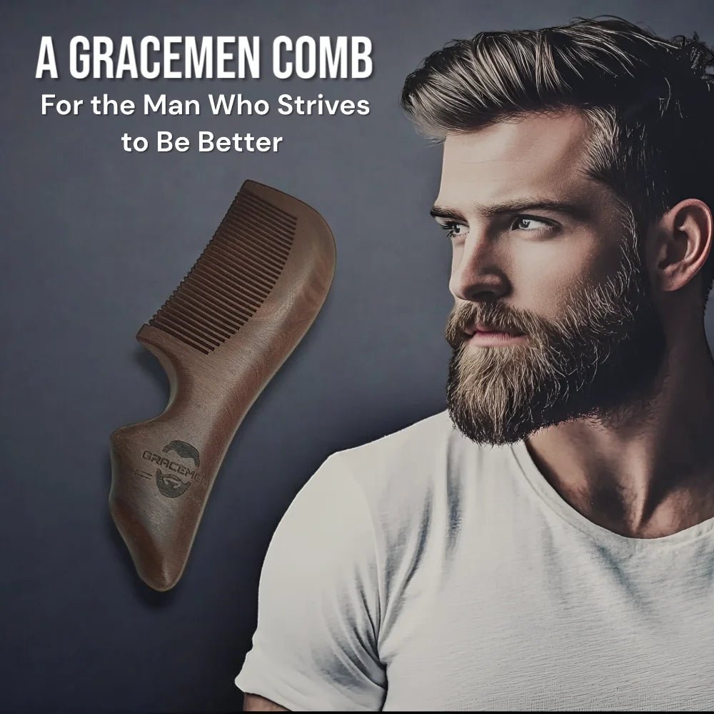The Gracemen 100% Natrual Dark wooden Handle Beard Comb - Beard grooming