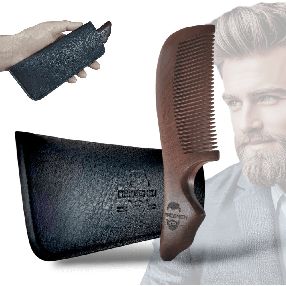 The Gracemen 100% Natrual Dark wooden Handle Beard Comb - Beard grooming