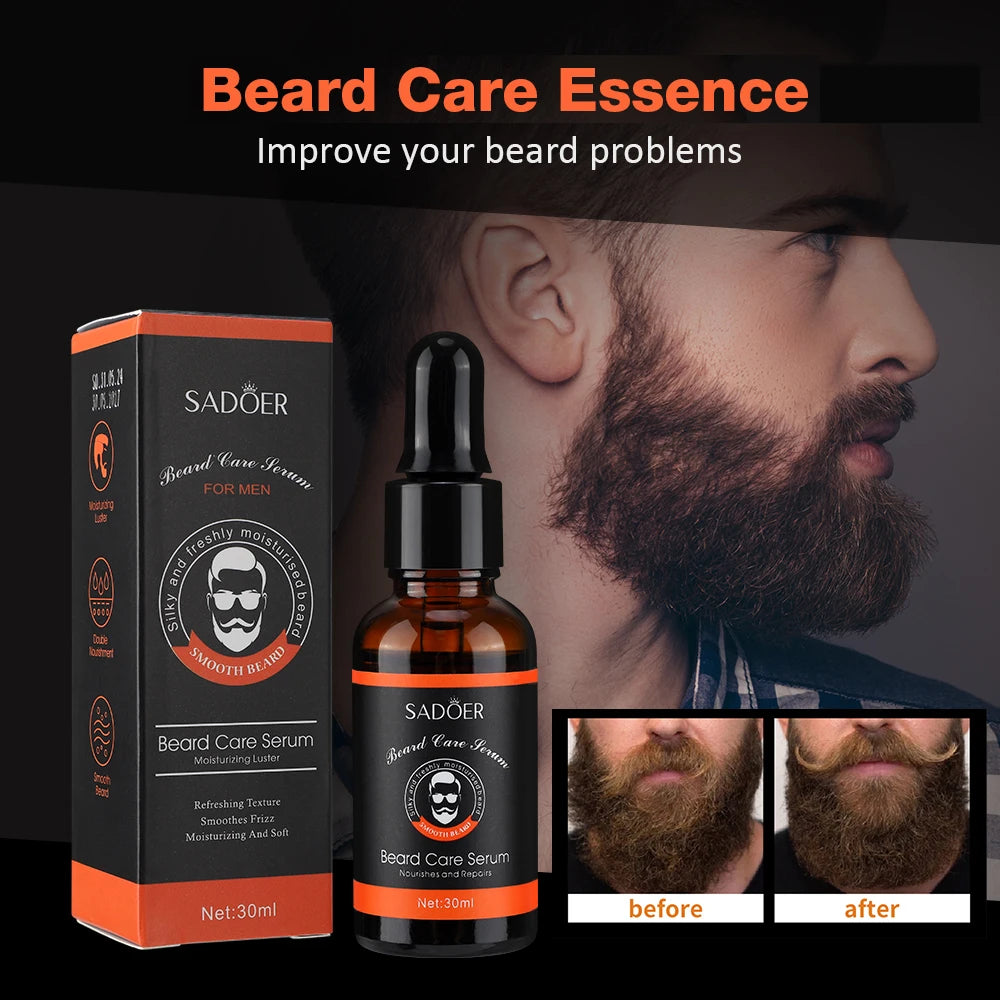 30ml Beard Oil For Men Deep Moisturizing Smoothing Softening Beard Growth Serum Improves Frizz Natural Plant Beard Care Essence