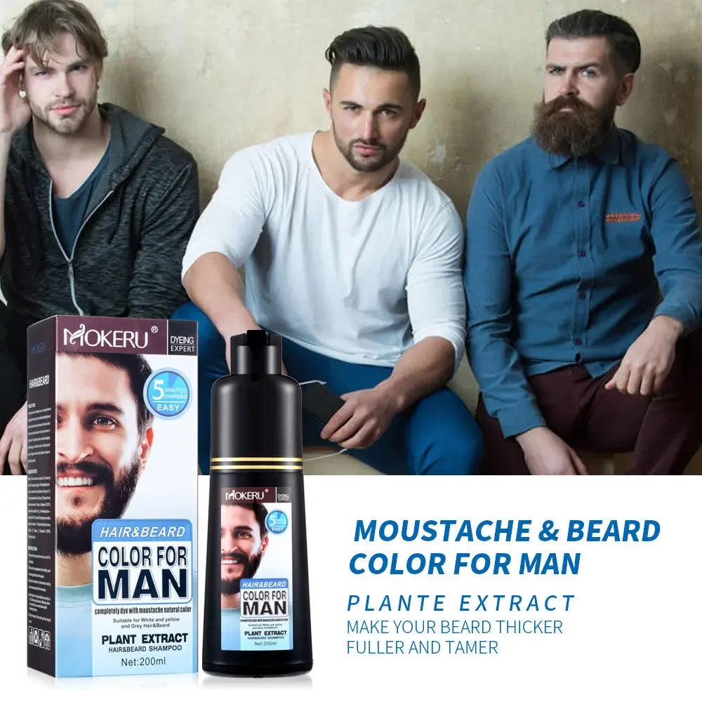 200ml Natural Long Lasting Permanent Beard Dye Shampoo For Men Dying Removal White Grey Beard Hair Men Beard Dye Shampoo