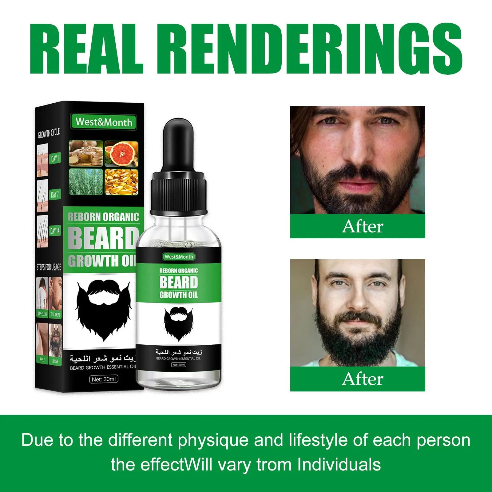 Beard Growth Oil for Men Booster Thicker Fuller Softener Moisturizing Nourishing Smooth Mustaches Massage Conditioner Beard Care