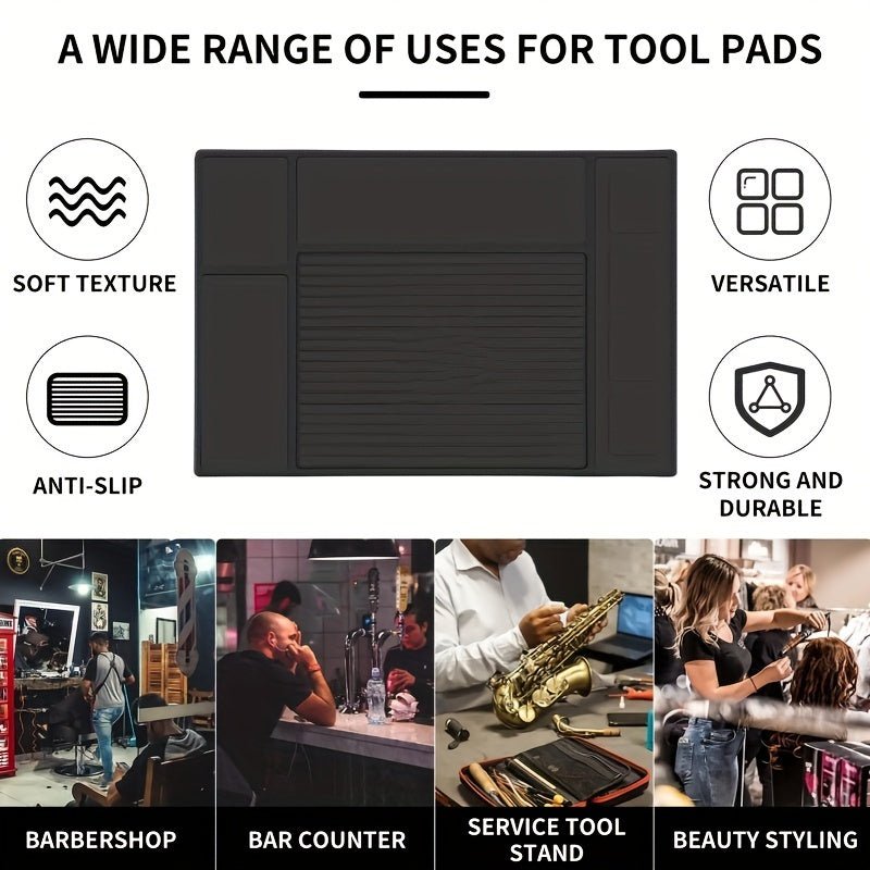 Magnetic Anti - Skid Silicone Barber Station Mat - Beard grooming