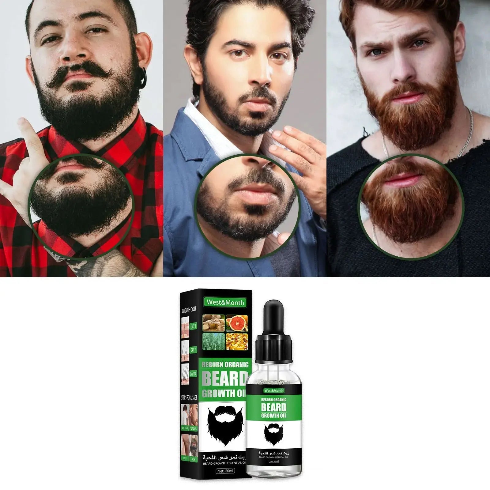 Men Booster Thicker Fuller Softener Moisturizing Oil - Beard grooming