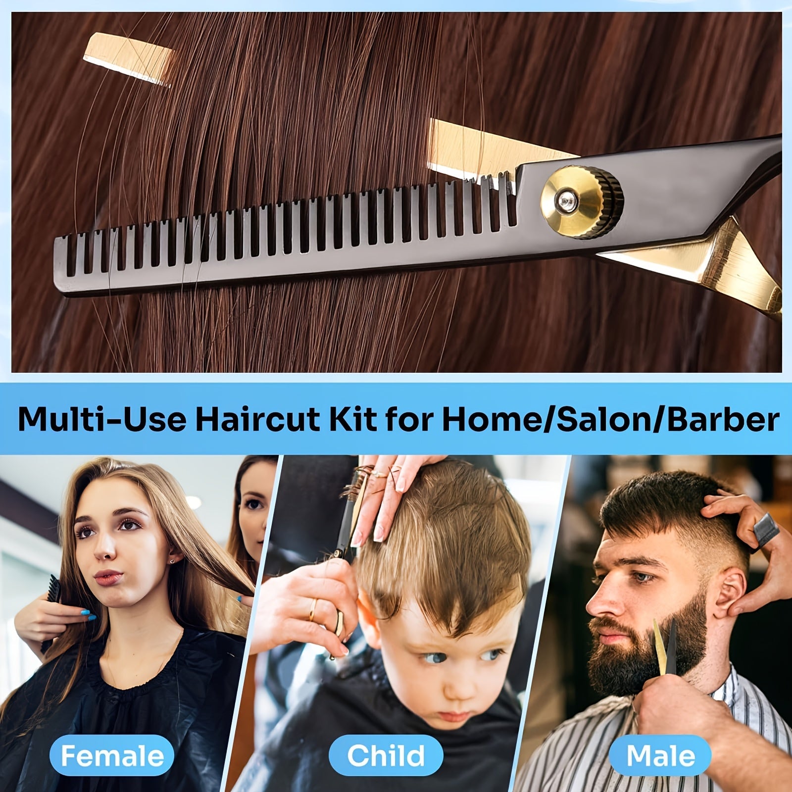 Professional Black Golden Hair Scissors Set - Beard grooming