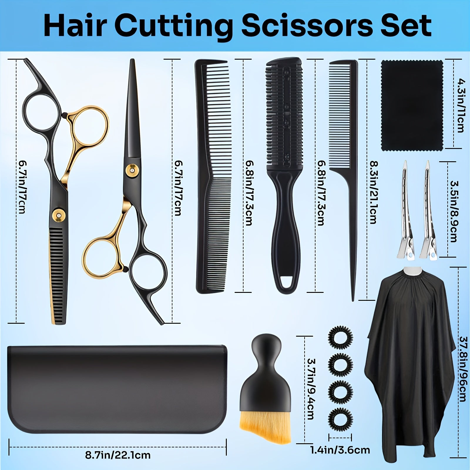Professional Black Golden Hair Scissors Set - Beard grooming