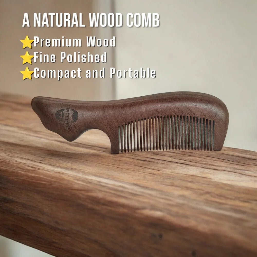 The Gracemen 100% Natrual Dark wooden Handle Beard Comb - Beard grooming