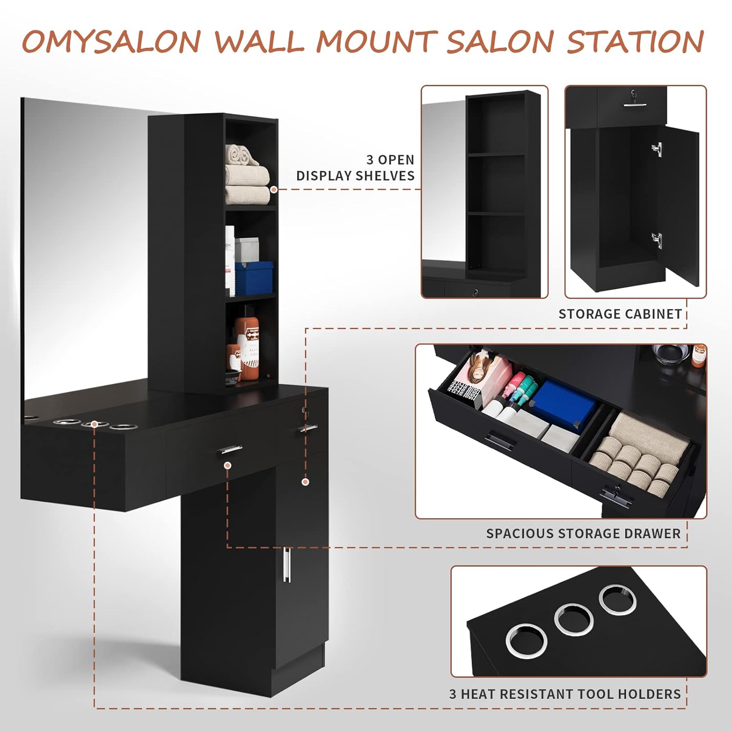 TUFFIOM Barber Station with Mirror - Beard grooming